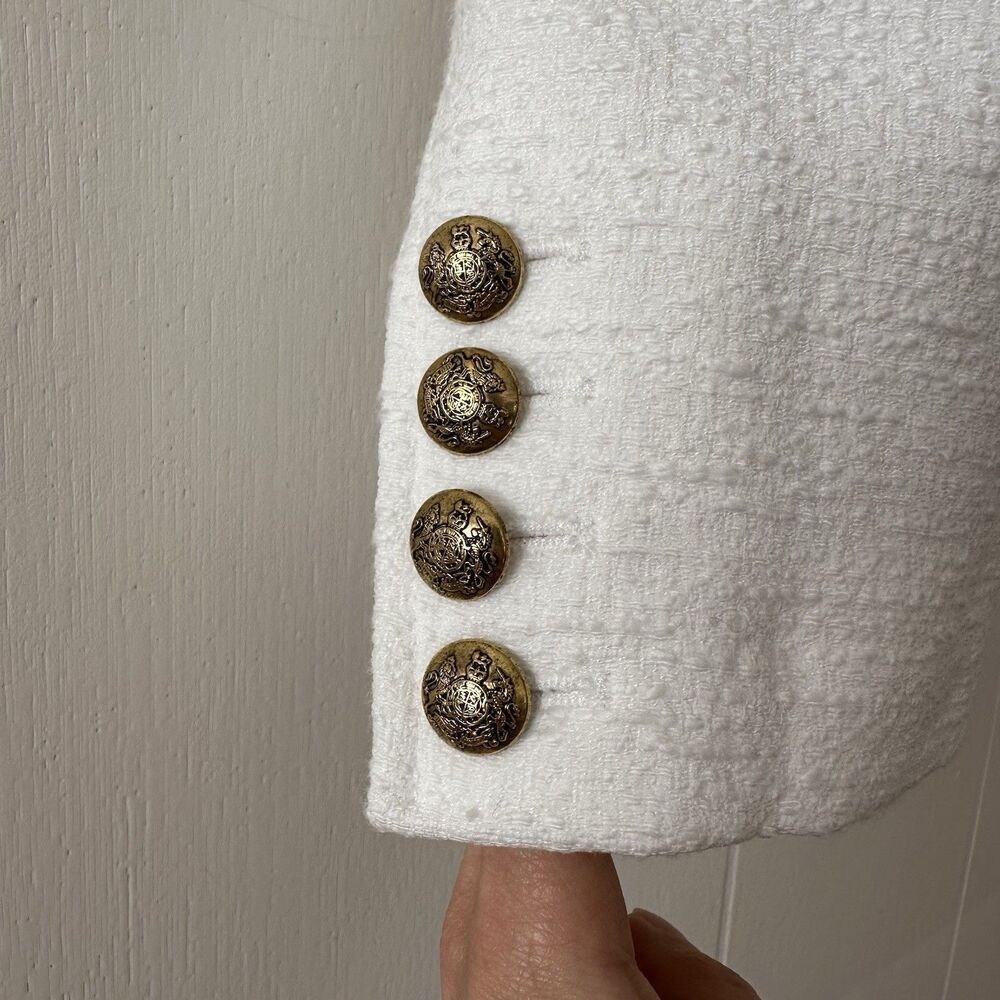 Citizens of Humanity Pia Cropped Jacket Sz Medium White Tweed Boxy Office - Picture 10 of 16